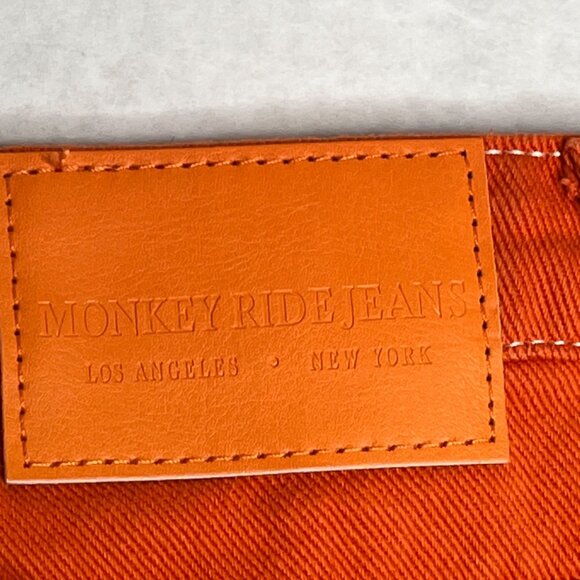 Monkey Ride Jeans womens Orange Denim Dad Jeans Shorts Size Medium - Picture 7 of 7